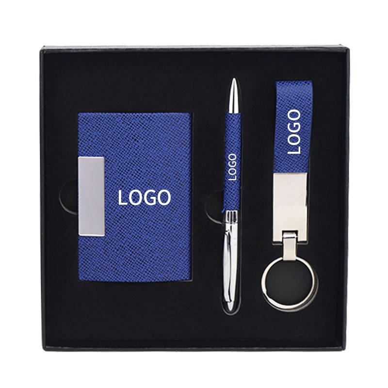 Wholesale souvenirs keychain and card holder custom gift set promotional corporate giveaway business