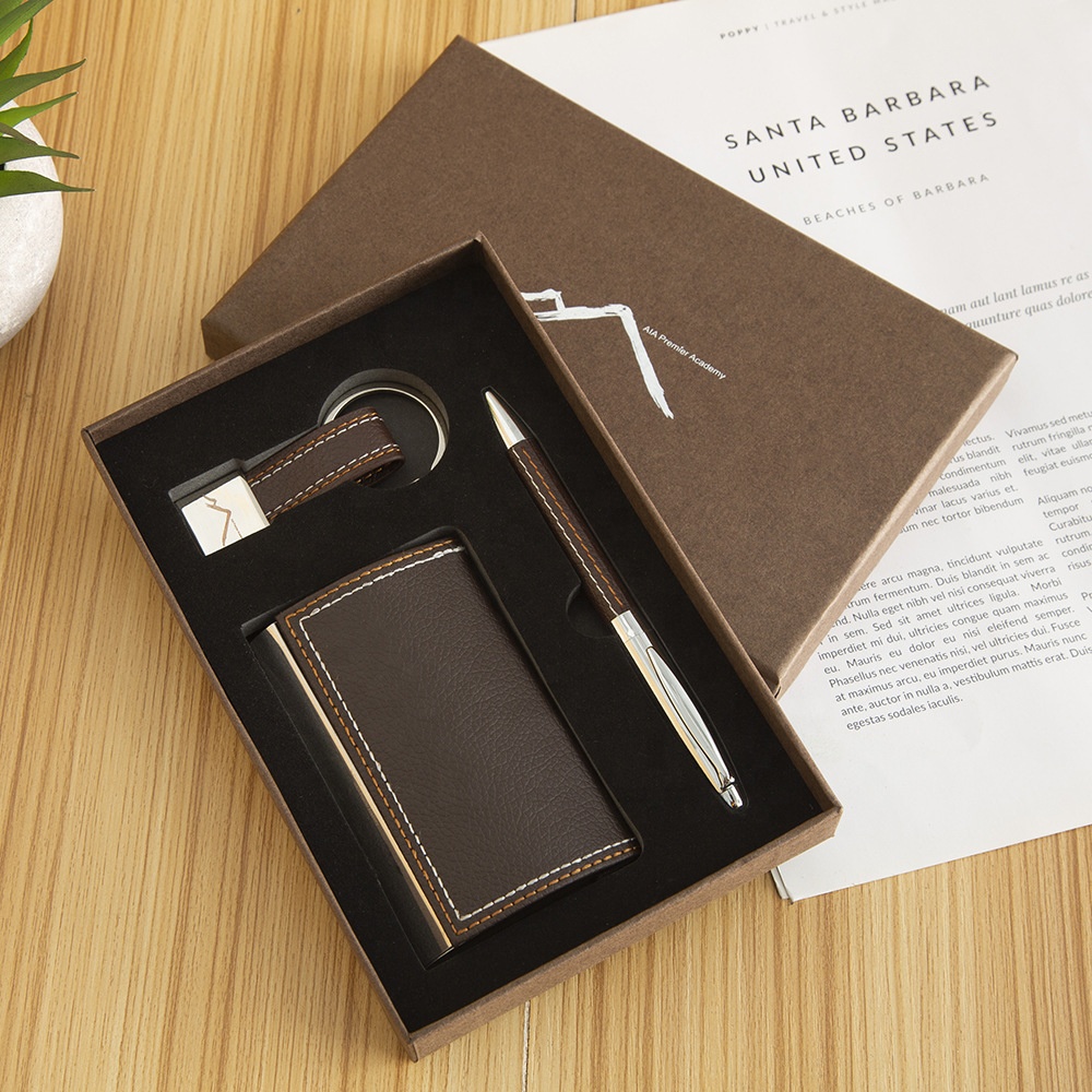 Wholesale luxury business gift set card box keychain custom logo Personalised Keychain Card Holder