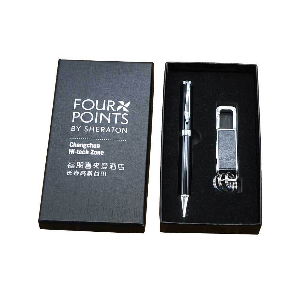 Birthday for men Custom Logo pen and keychain Corporate office business promotional gift box set 