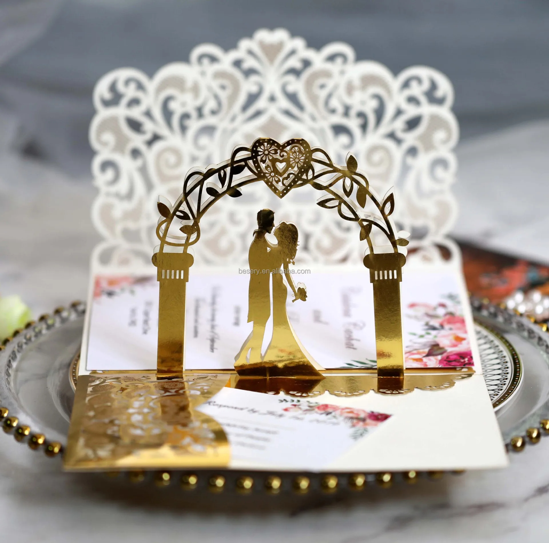 High Quality Hollow Wedding Three-Dimensional Greeting Card Love Invitation Engagement