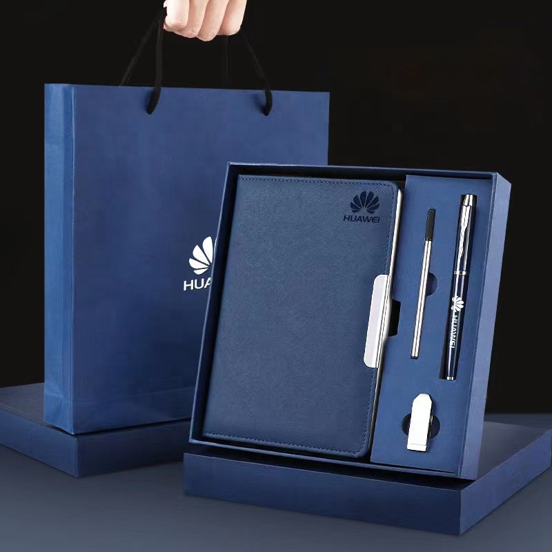 Corporate Executive Gift Business Company Souvenir Items Men Notebook Set With Flash Drive