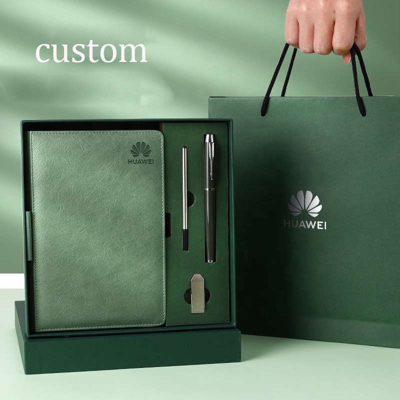 Custom Logo Notebook Planner corporate Gift Set luxury promotional Business And Pen flash drive set