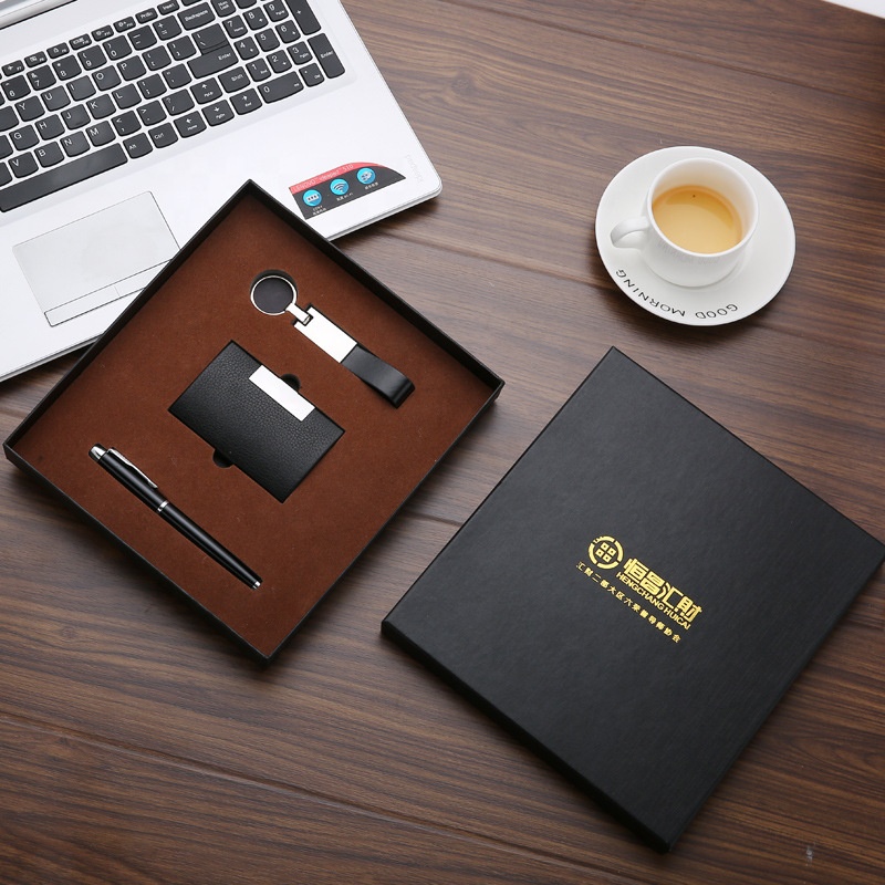 Wholesale Personalized Corporate Promotional Luxury Business Gifts card holder Pen keychain Sets