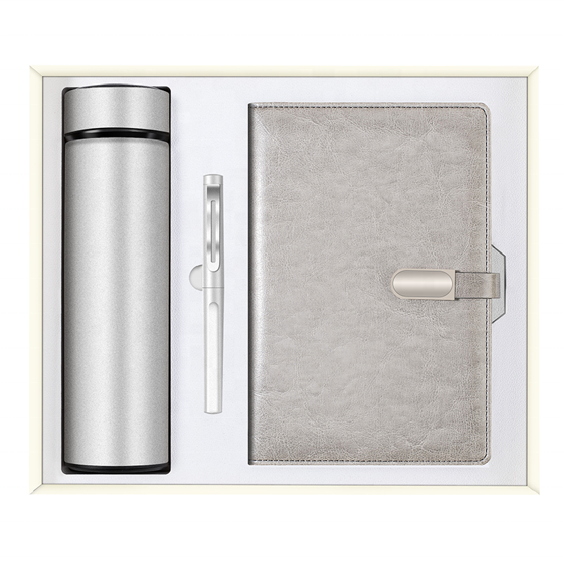 Customized business personalised Promotional Gift set Vacuum cup A5 loose leaf notebook pen gift 