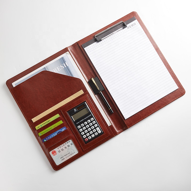 Multifunctional Portable Notebook Document Folder A4 Leather Portfolio Office Business Gift Set