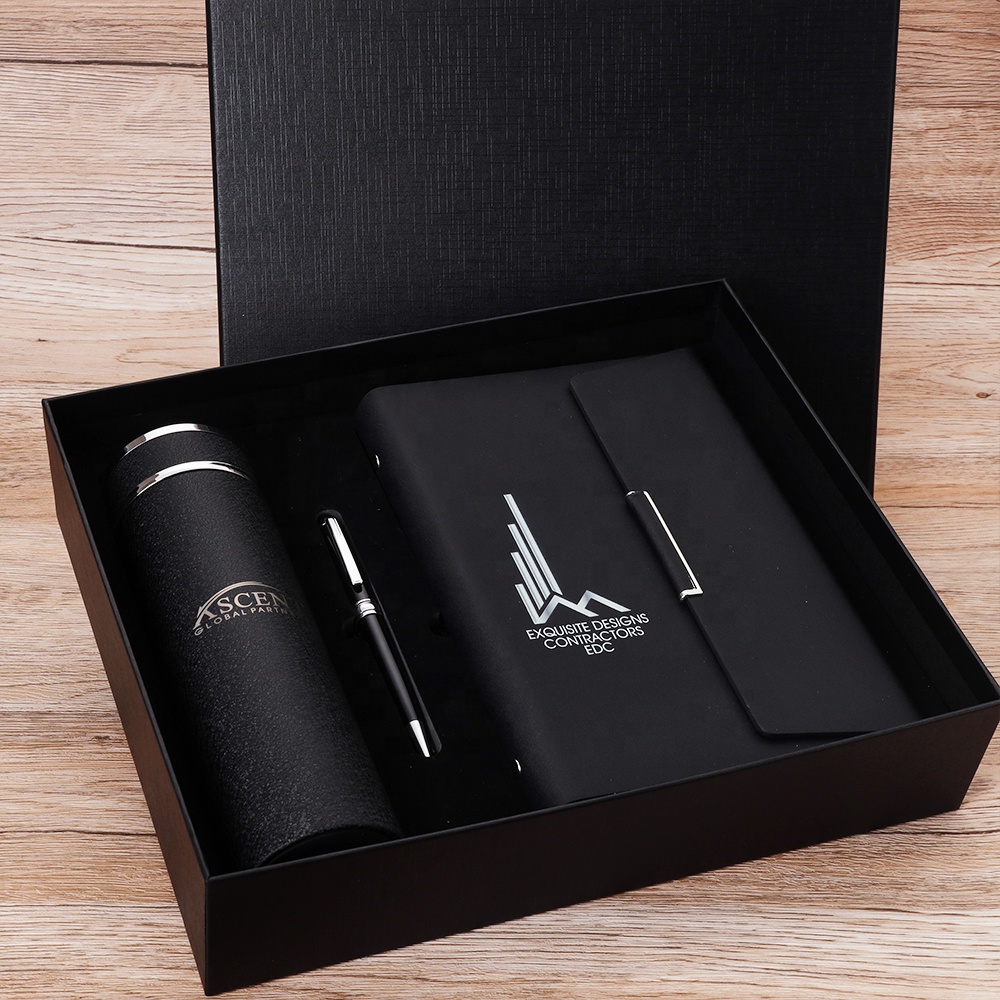 Custom Promotional Gift For Men notebook set Signature Pen water bottle Set Business birthday