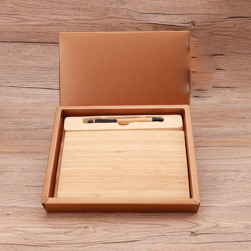 Promotional ECO Protection Wooden Material Notebook With Pen Corporate Stationery Business Gift Set