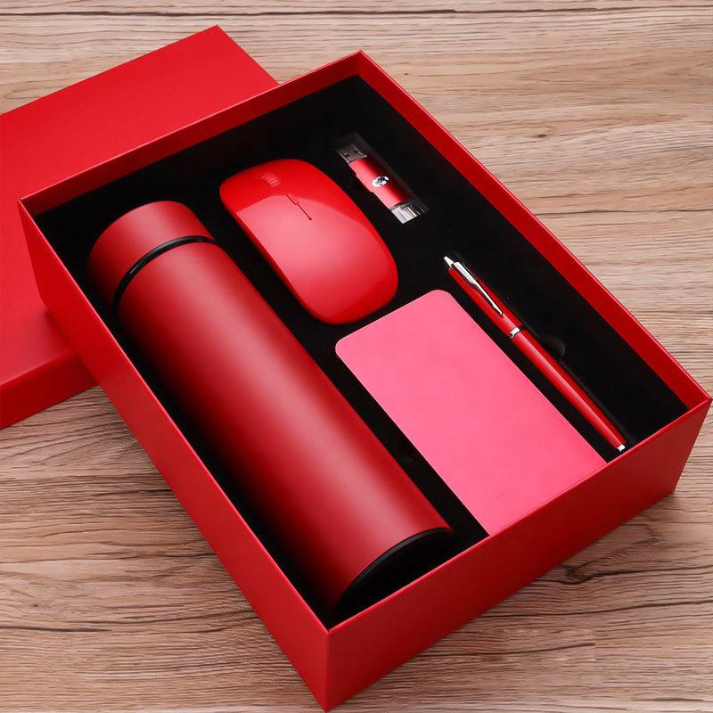 Luxury Corporate Gift items Promotional Mouse vacuum flask USB flash drive power bank Business Set